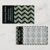 Elegant zwart op Blauwgroen ZigZag Pattern Visitek Visitekaartje (Voorkant / Achterkant)