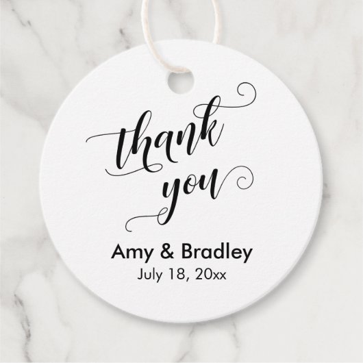 Elegant, zwart op witte bruiloft Dank je Bedankjes Labels (Voorkant)