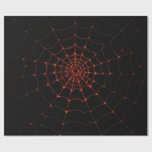 Elegant Zwart & Oranje Luxe Halloween Web Kunst Cadeaupapier