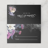 Elegant Zwart Paarse Gotische Bloemen Schedel Brui (Buitenkant ongevouwen)