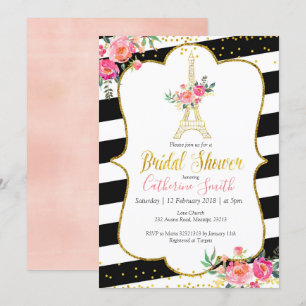 Elegant zwart Parijse bloemenromantisch Vrijgezell Kaart
