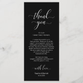 Elegant zwart, plaats instelling dank u kaart (Voorkant)