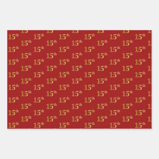 Elegant Zwart, Rood, Blauw, Faux Gold 15e Event # Inpakpapier Vel (Voorkant 2)