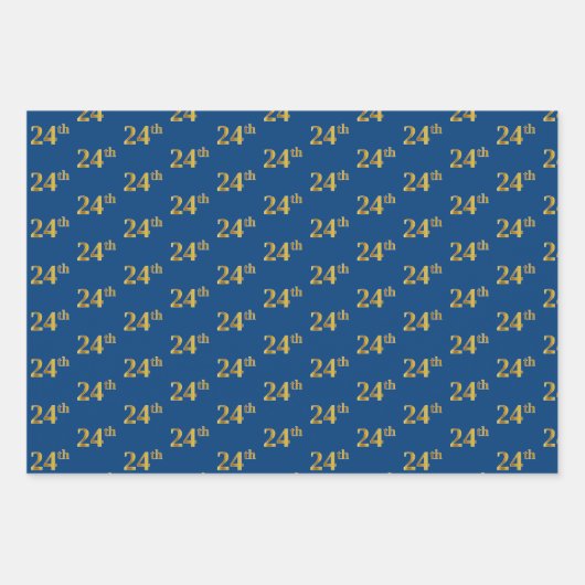 Elegant Zwart, Rood, Blauw, Faux Gold 24e Event # Inpakpapier Vel (Voorkant 3)