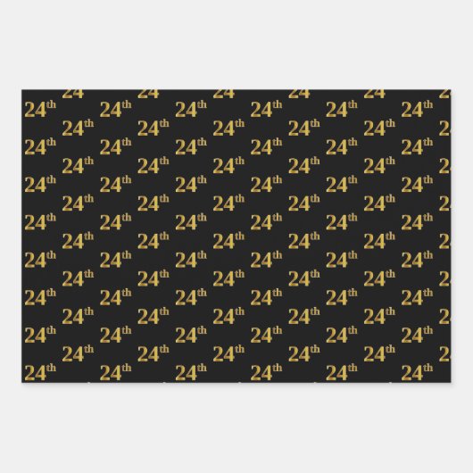 Elegant Zwart, Rood, Blauw, Faux Gold 24e Event # Inpakpapier Vel (Voorkant)