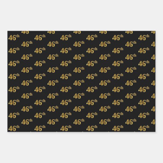 Elegant Zwart, Rood, Blauw, Faux Gold 46e Event # Inpakpapier Vel (Voorkant)