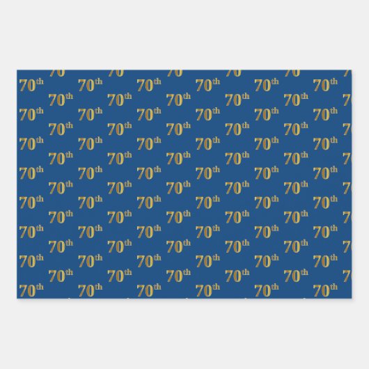Elegant Zwart, Rood, Blauw, Faux Gold 70ste Event Inpakpapier Vel (Voorkant 3)
