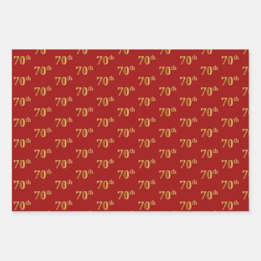 Elegant Zwart, Rood, Blauw, Faux Gold 70ste Event  Inpakpapier Vel (Voorkant 2)