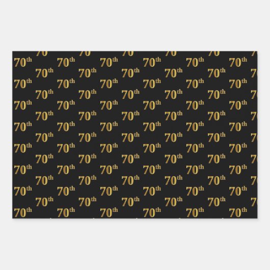 Elegant Zwart, Rood, Blauw, Faux Gold 70ste Event  Inpakpapier Vel (Voorkant)