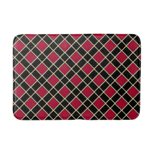 Elegant zwart-rood diamantpatroon badmat