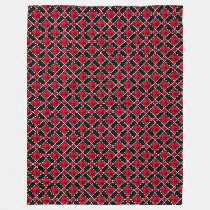 Elegant zwart & rood diamantpatroon fleece deken