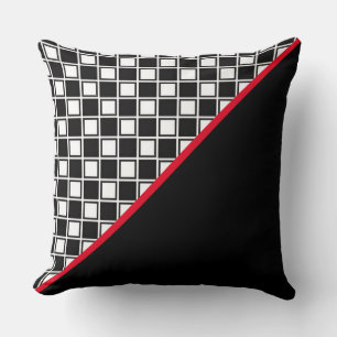 Elegant Zwart Rood en Wit Kussen