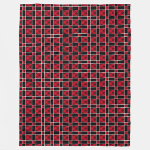 Elegant zwart & rood geruit patroon fleece deken