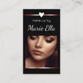 Elegant Zwart Rood Hart Foto QR Code Sjabloon Visitekaartje (Voorkant)