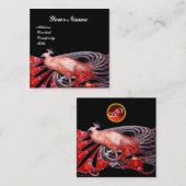 ELEGANT ZWART ROOD PAVO MODE JUWELEN MONOGRAM VIERKANTE VISITEKAARTJE (Voorkant / Achterkant)