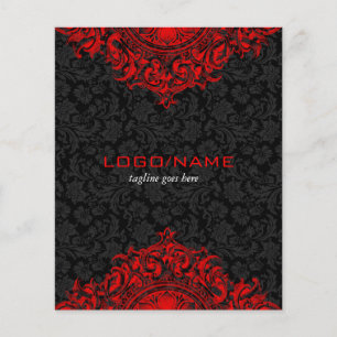 Elegant zwart & rood vintage bloem ornament flyer