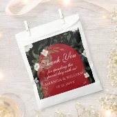 Elegant Zwart Rood Wit Bloemen Bruiloft Bedankzakje (Geknipt)