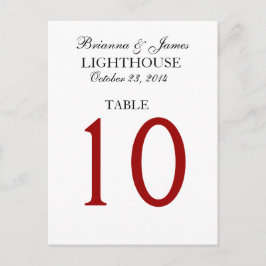 Elegant Zwart Rood Wit Trouwtafel Nummer Kaart