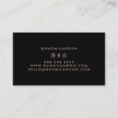 Elegant zwart roos goud modern vierkant minimalist visitekaartje (Achterkant)