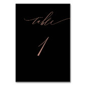 Elegant Zwart Roos Goud Script No 1 Trouwtafel Kaart (Achterkant)
