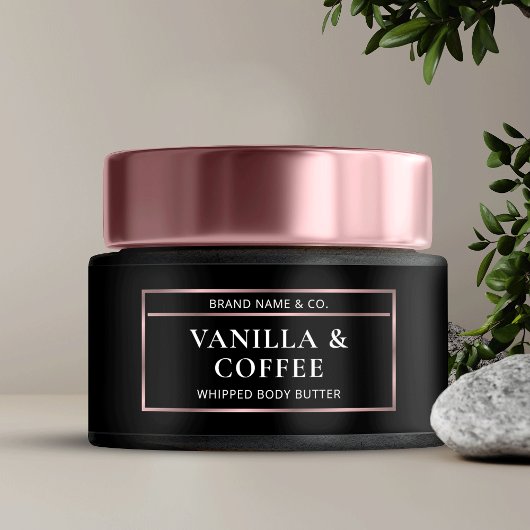 Elegant Zwart & Roos Gouden Body Butter Pot Label Waterfles Etiket