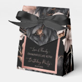 Elegant zwart roos gouden verjaardagsgunsten sjabl bedankdoosjes (Voorkant Zijde)