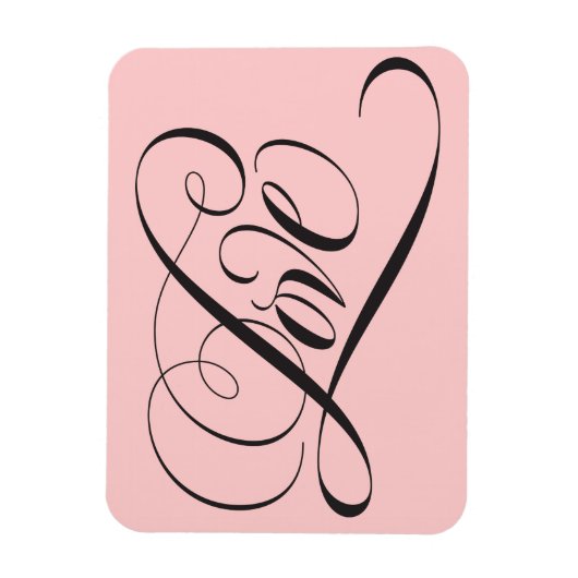 Elegant zwart roze Fancy LOVE Script Letteren Magneet (Verticaal)