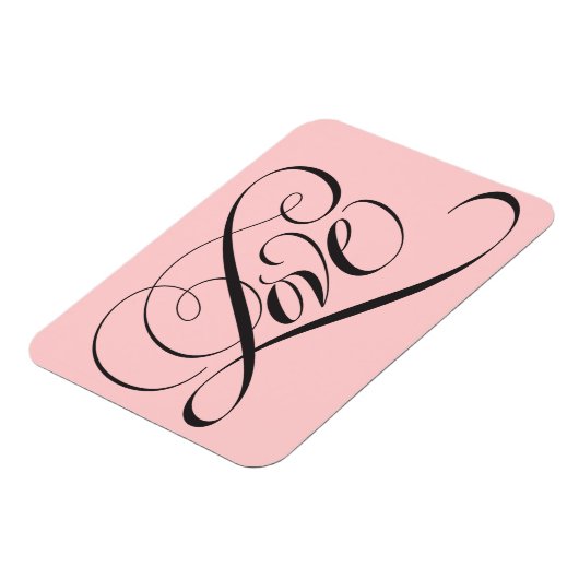 Elegant zwart roze Fancy LOVE Script Letteren Magneet (Linkerzijde)