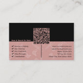 Elegant Zwart & Roze Haarsalon Logo QR Code Visitekaartje (Achterkant)