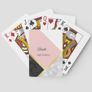 Elegant zwart-roze kleurenblok met naam pokerkaarten