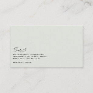 Elegant Zwart & Sage Green Wedding Details Informatiekaartje