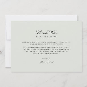 Elegant Zwart & Sage Groen Bedankt Card
