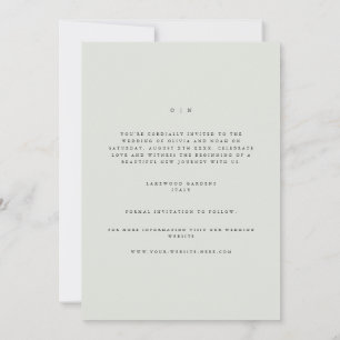 Elegant zwart & salie groen Save the date Kaart