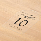 Elegant zwart script acryl boog tabel nummer acryl uitnodigingen (Laagn)