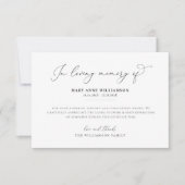 Elegant zwart script begrafenis bedankkaart (Voorkant)