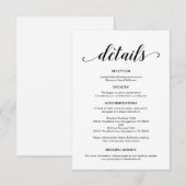 Elegant zwart script, bruiloft details informatie informatiekaartje (Voorkant / Achterkant)