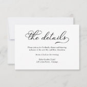 Elegant zwart script bruiloft details Kaart (Voorkant)