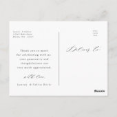 Elegant zwart script bruiloft foto dank u briefkaart (Achterkant)