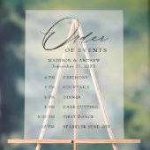 Elegant Zwart Script Bruiloft Orde van Evenementen Acryl Bord (Neutraal)