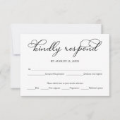 Elegant Zwart Script Bruiloft RSVP Kaart (Voorkant)