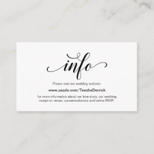Elegant zwart script, bruiloft website details informatiekaartje