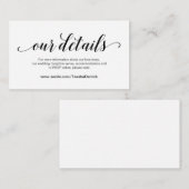 Elegant zwart script, huwelijksgegevens, online RS Informatiekaartje (Voorkant / Achterkant)