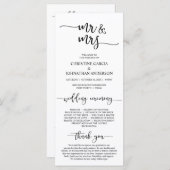 Elegant zwart script, meneer en mevrouw, huwelijks programma (Voorkant / Achterkant)