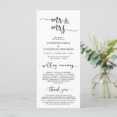 Elegant zwart script, meneer en mevrouw, huwelijks programma (Staand voorkant)