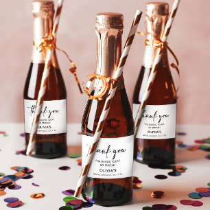 Elegant Zwart Script - Mini Mousserende Wijn Label Sparkling Wijnetiket