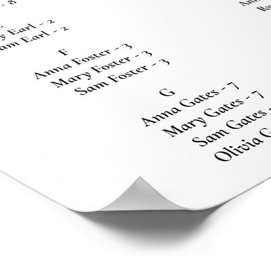 Elegant zwart script minimale bruiloft zitgrafiek poster (Hoek)