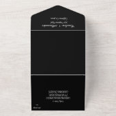 Elegant zwart Script Moderne unieke RSVP QR-code All In One Uitnodiging (Buitenkant)