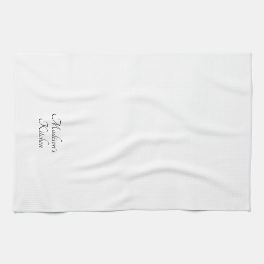 Elegant zwart script Naam monogram custom wit Theedoek (Horizontaal)