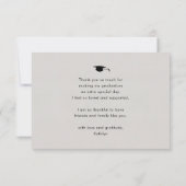 Elegant zwart script op grijs foto-Afstuderen Bedankkaart (Achterkant)