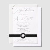 Elegant zwart script stijlvol afstudeerfeest vellum uitnodigingen (Offset)